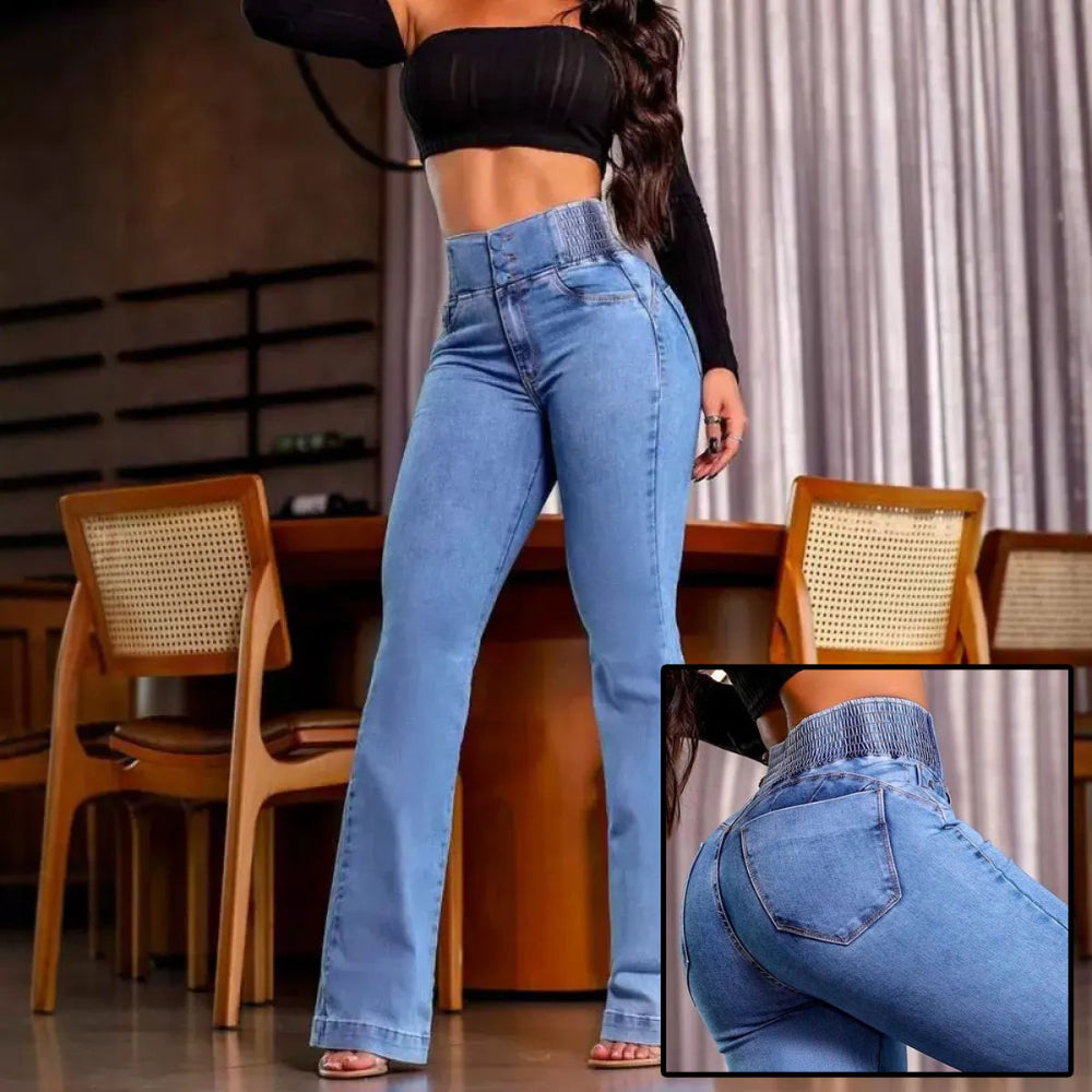 High Waist Button Jeans
