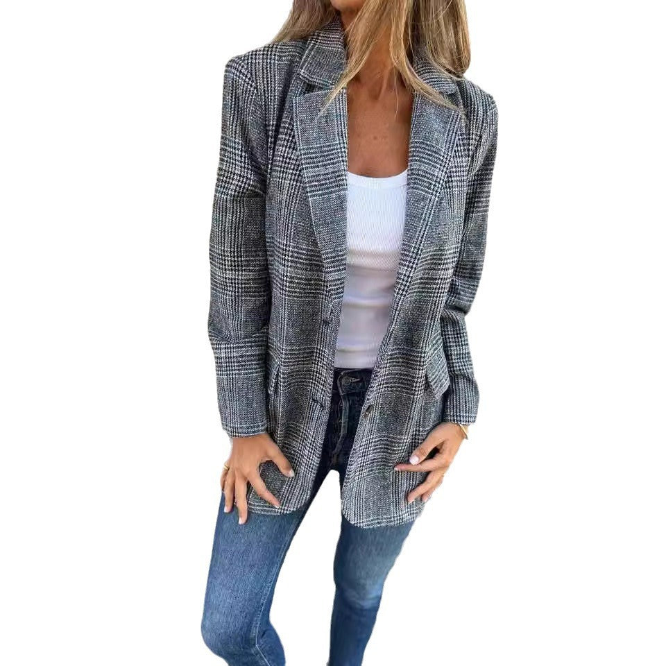 Women’s Retro Houndstooth Suit Jacket