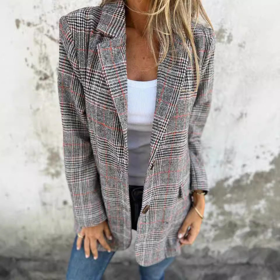 Women’s Retro Houndstooth Suit Jacket