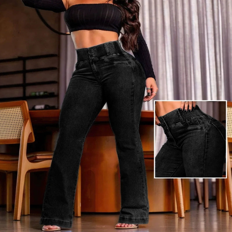 High Waist Button Jeans