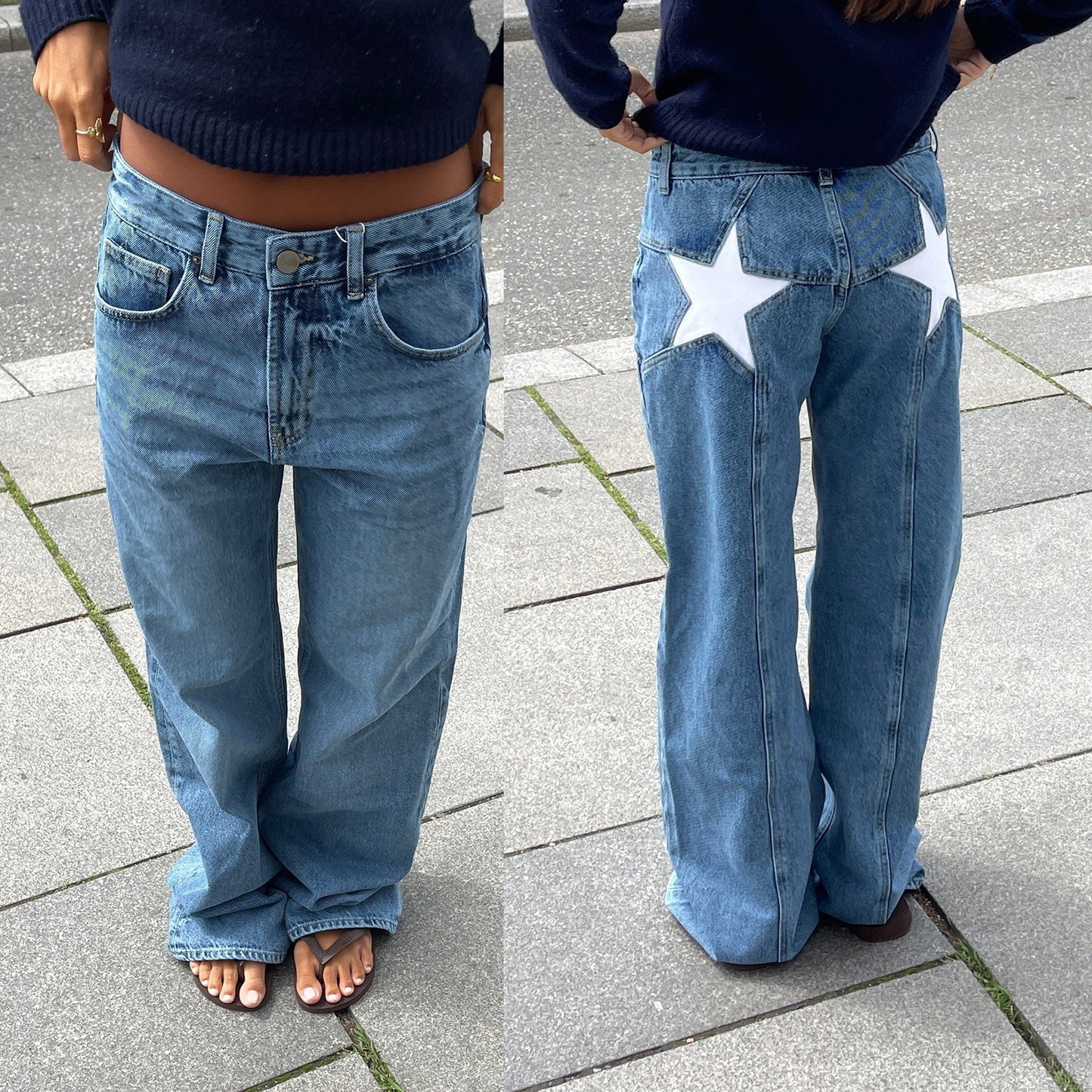 Retro Star Patchwork Jeans