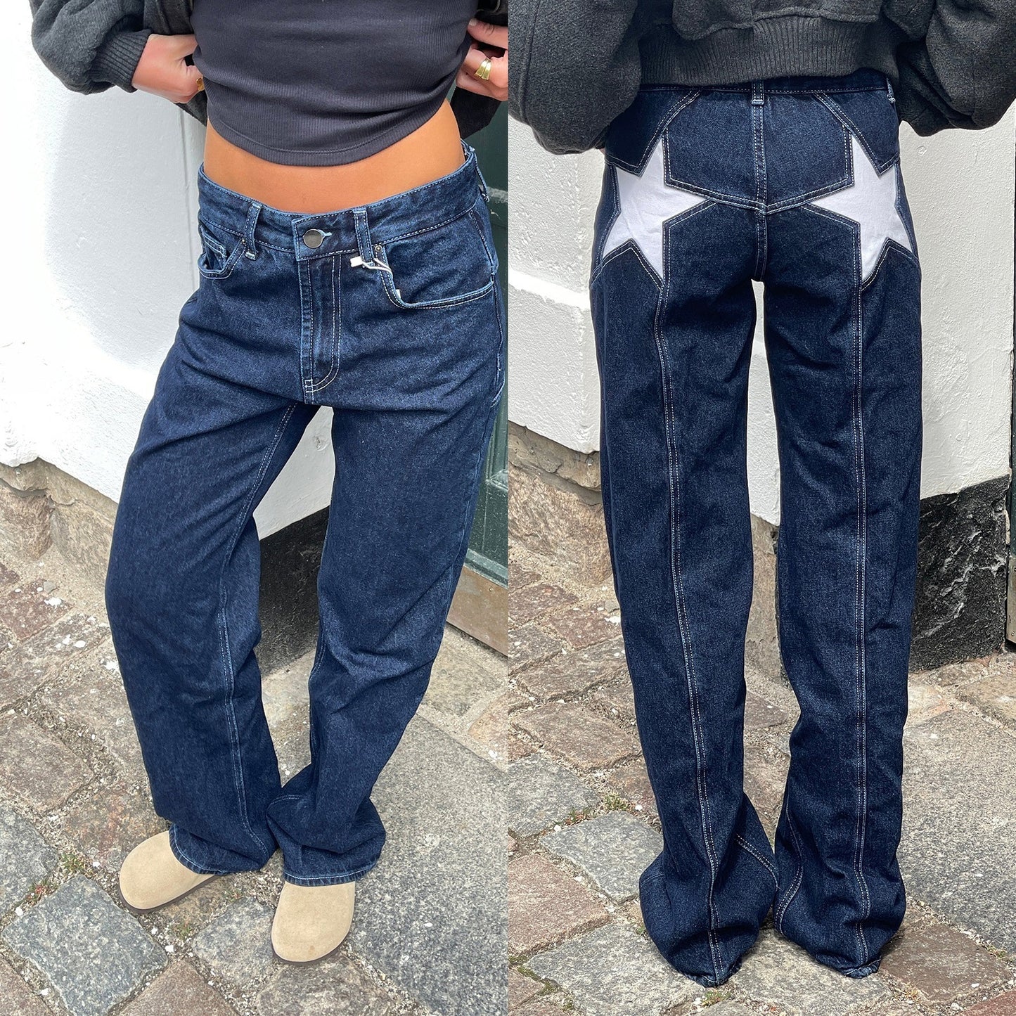 Retro Star Patchwork Jeans