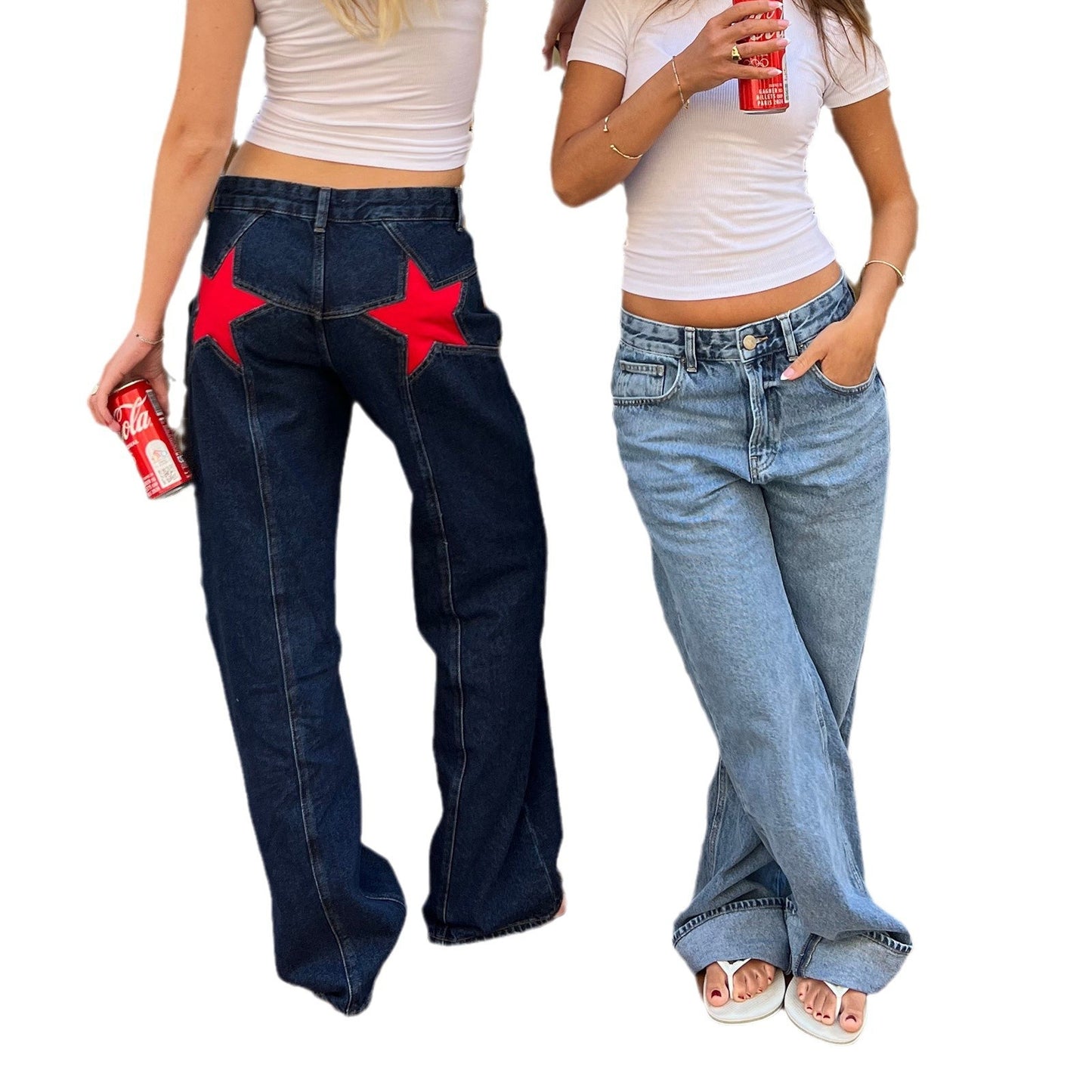 Retro Star Patchwork Jeans