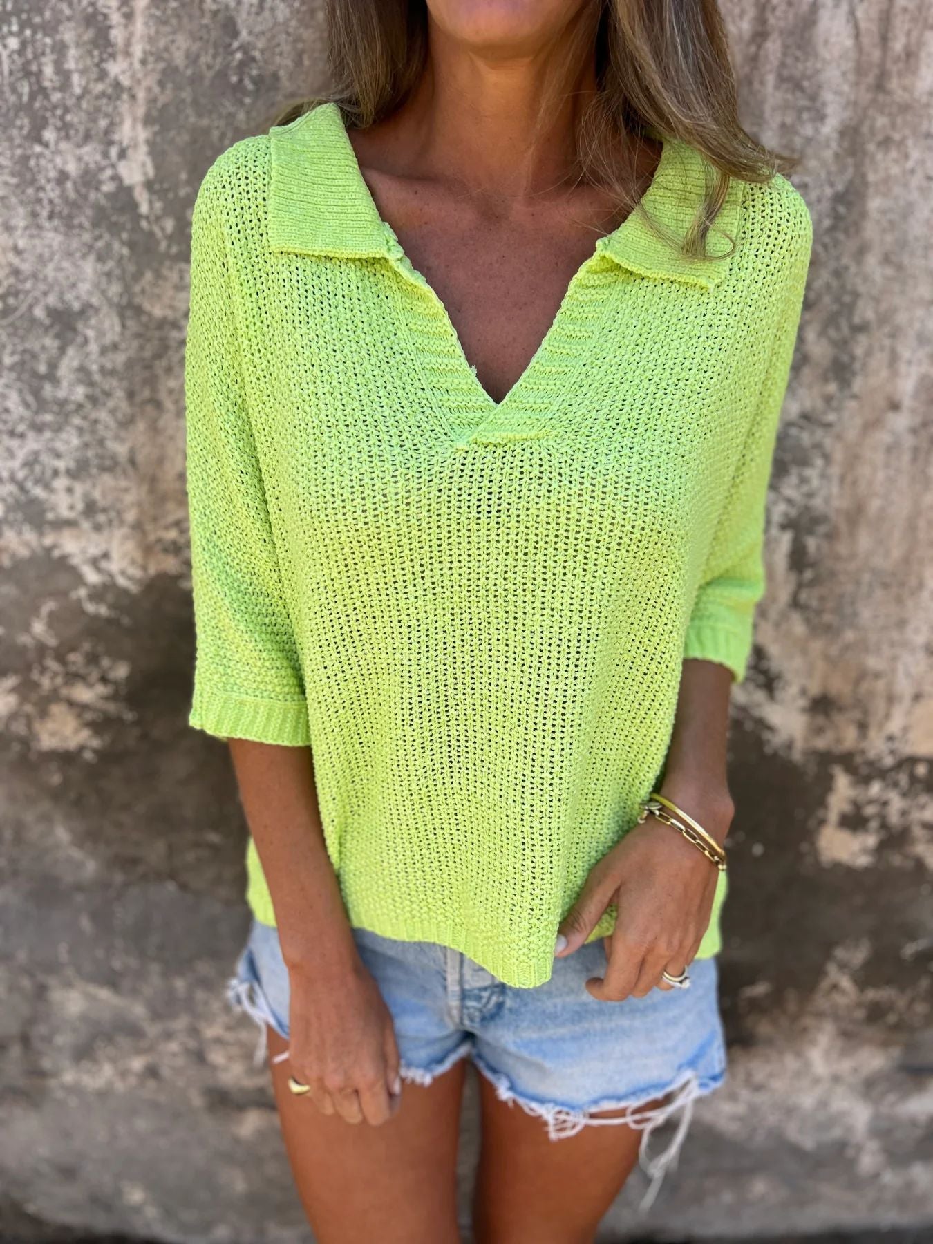 Women’s Solid Color Lapel Knitwear