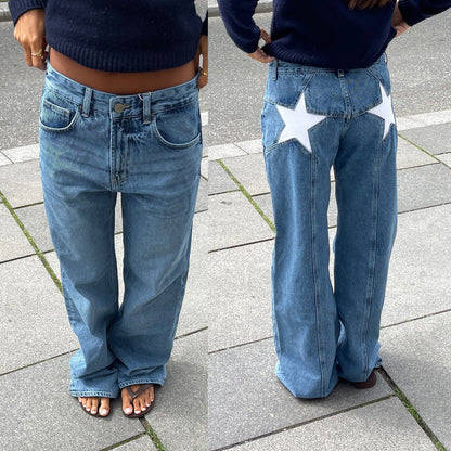 Retro Star Patchwork Jeans