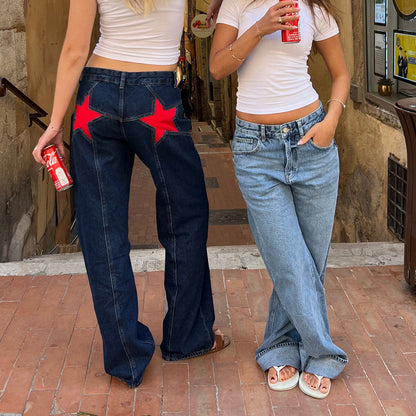 Retro Star Patchwork Jeans